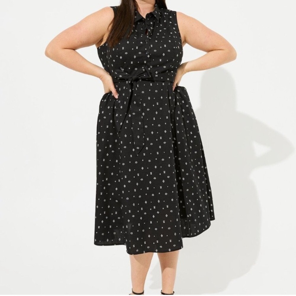 Last Chance Torrid Poplin Collared Geometric Print Shirt Dress Size 0